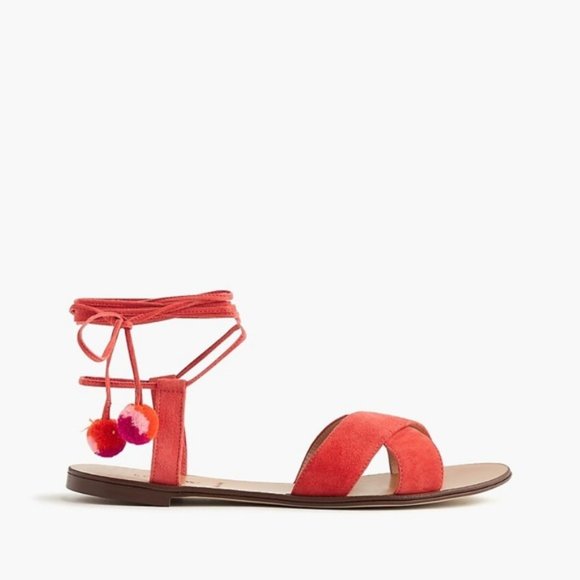 J. Crew Shoes - 3/$15 J Crew Pink Suede Pom Pom Sandals Sz 8